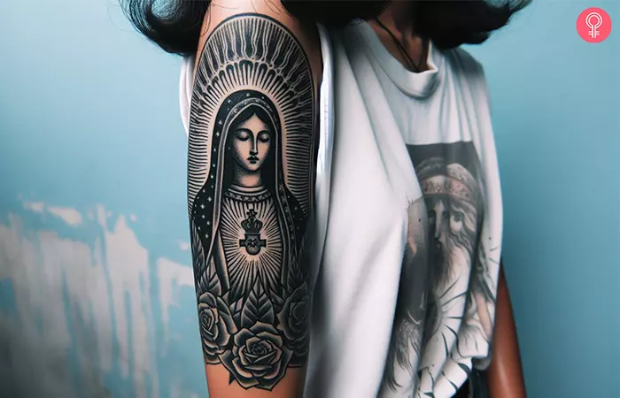 Virgin Mary religious tattoo for women