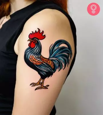 Woman with a phoenix tattoo on her thighs