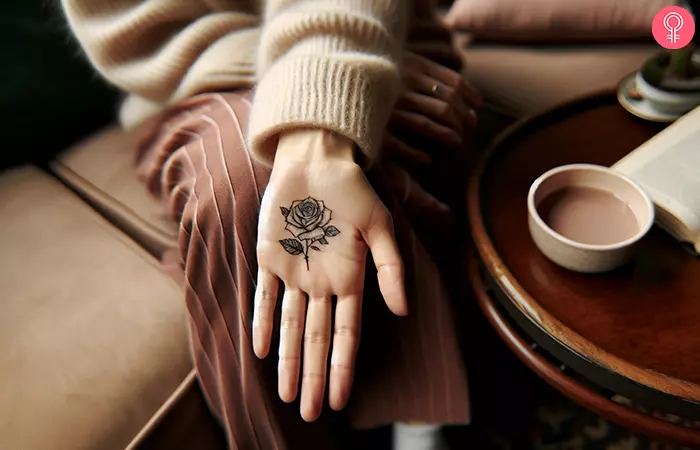 Rose palm tattoo