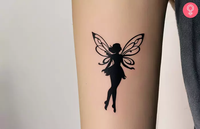 Silhouette simple fairy tattoo