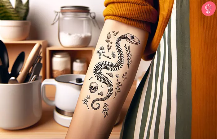 Snake skeleton tattoo