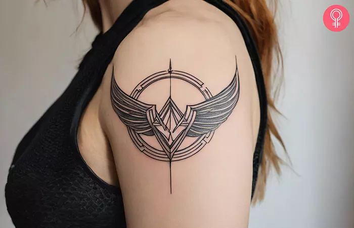 Tattoo of the symbol of the Valkyries on the arm
