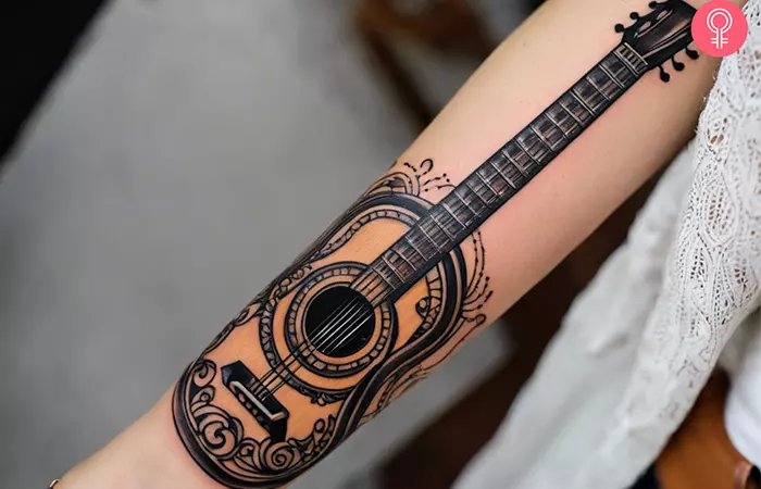Traditional Guitar Tattoo