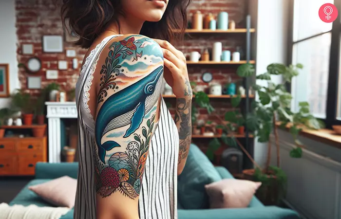 Traditional whale tattoo