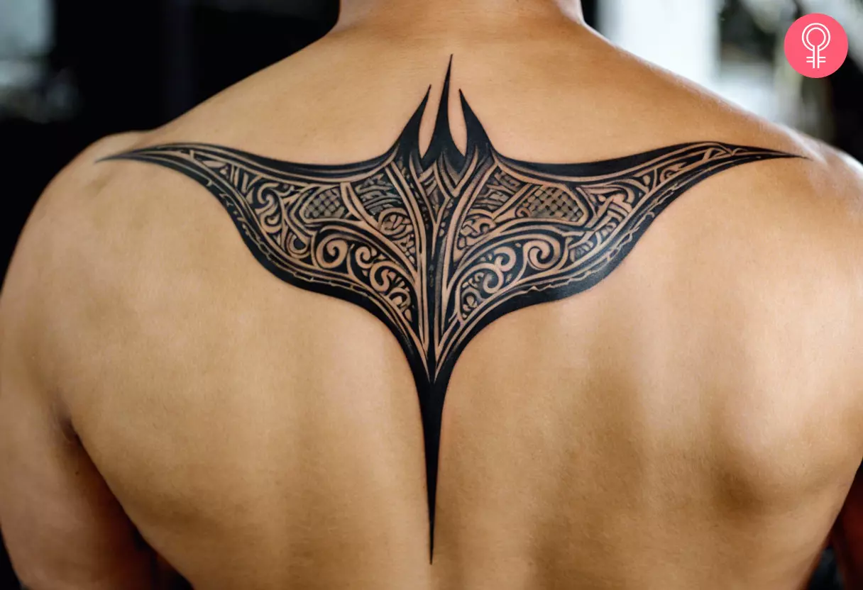 tribal stingray tattoo on the back