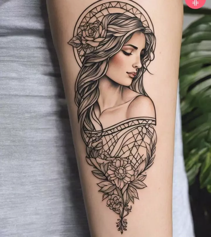 Woman with Virgo tattoo on her arm
