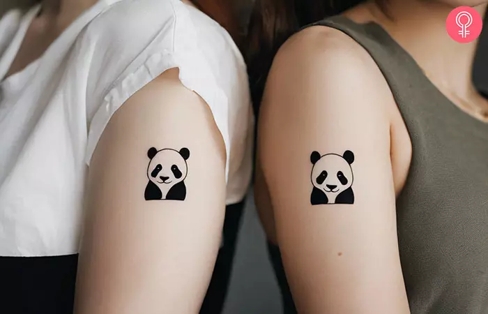 Women with animal sister tattoos on their upper arms