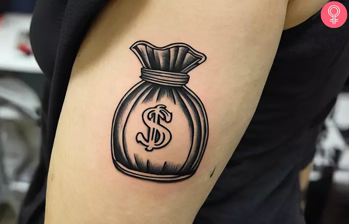 drawing money bag outline tattoo