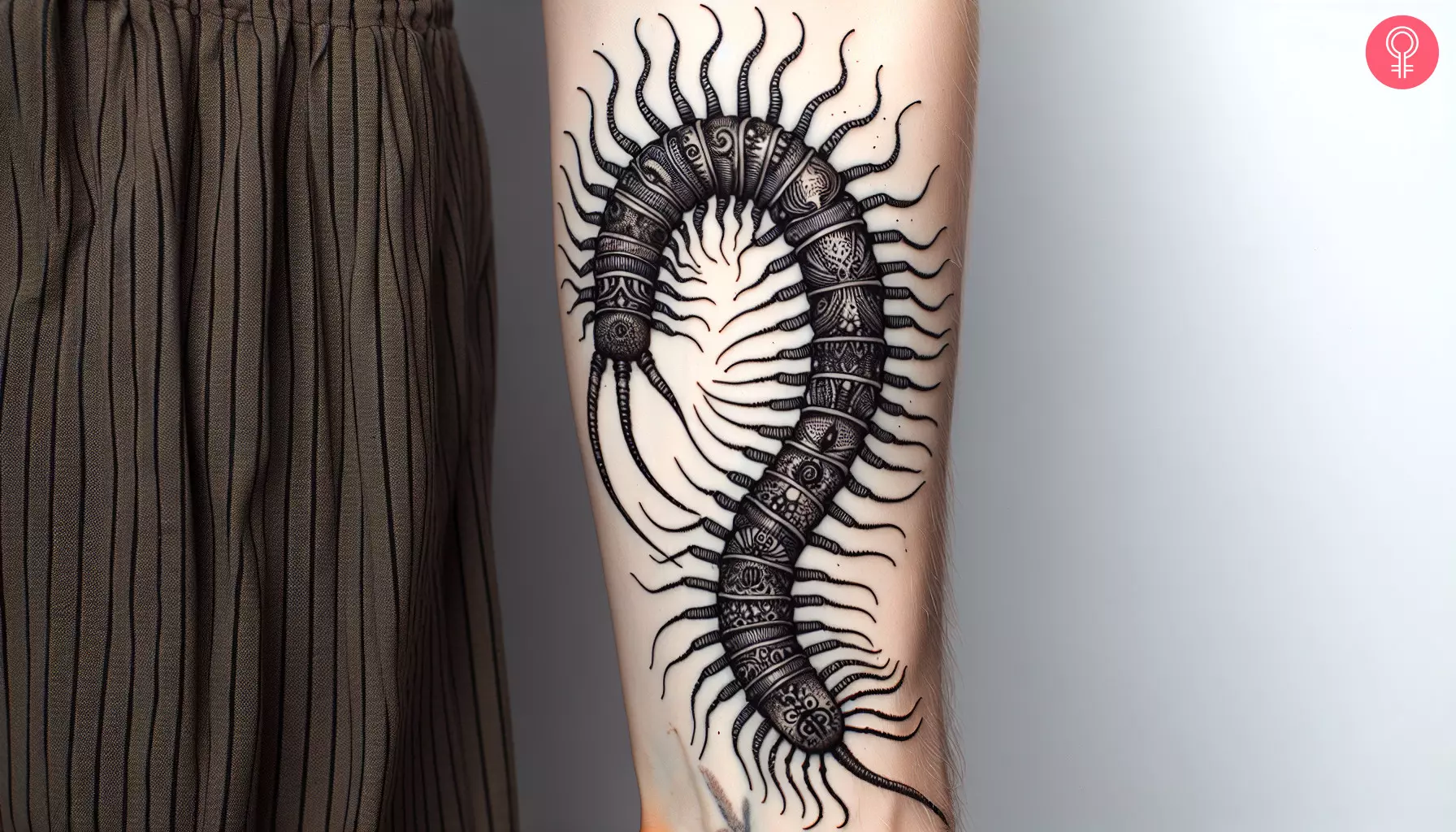 entipede tattoo on the forearm