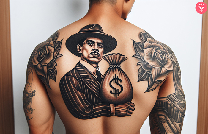 gangster with money bag tattoo