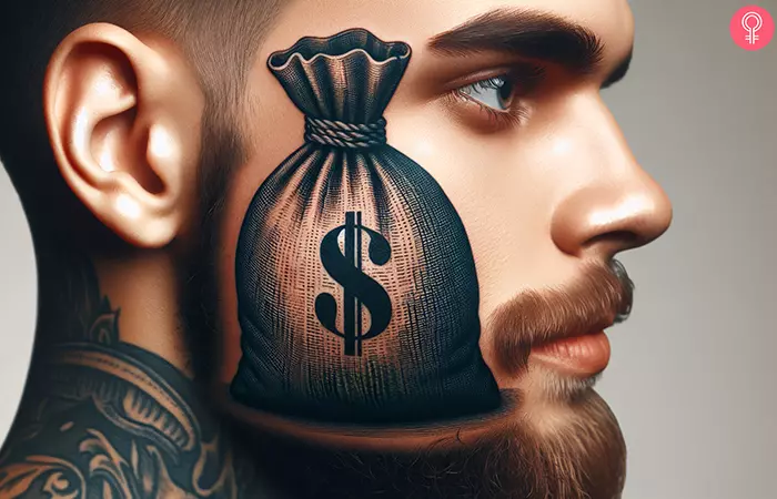 money bag face tattoo