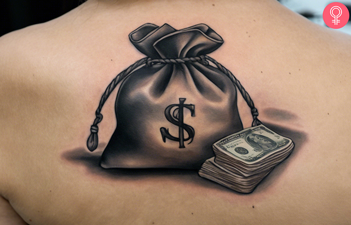 small money bag tattoo