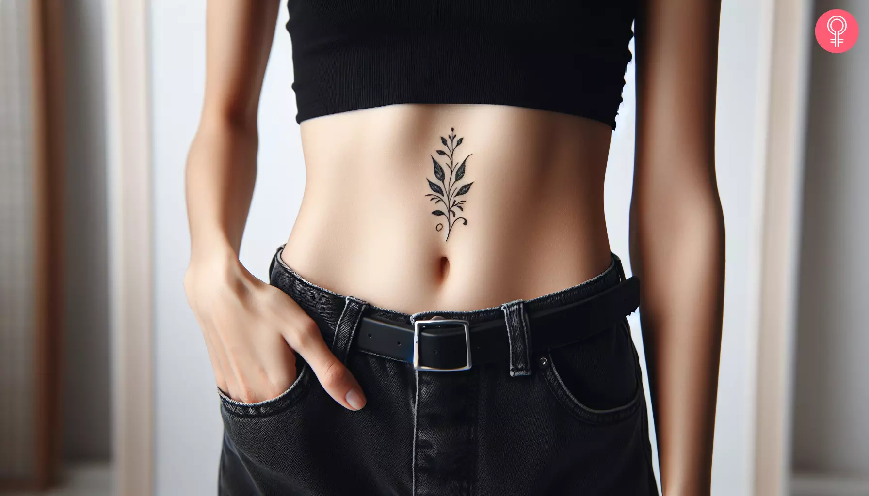 A woman with a minimalist and classy stomach tattoo