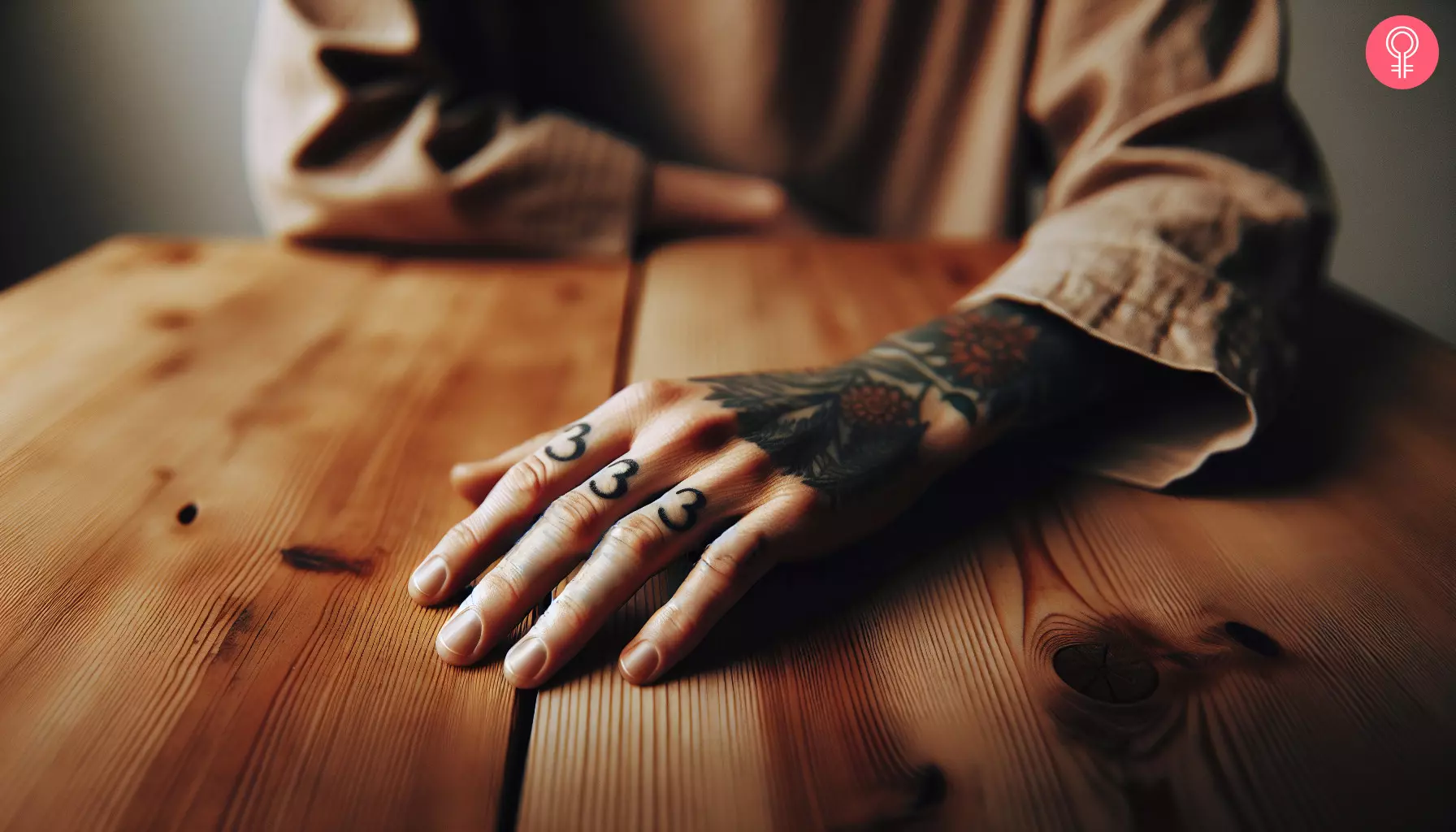 Woman with 333 finger tattoo