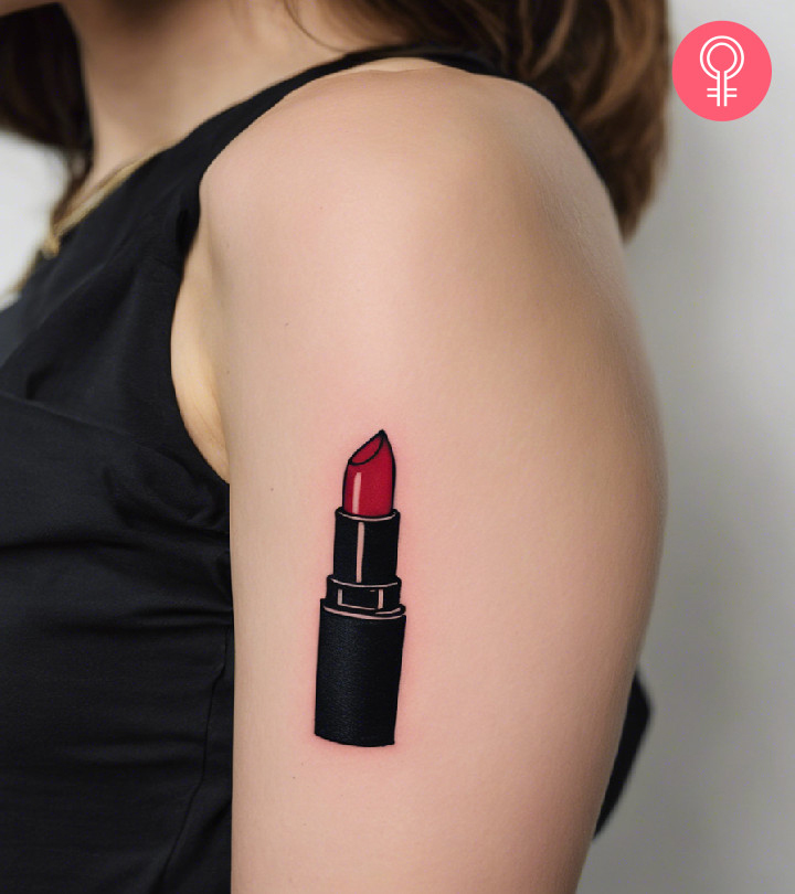 Woman with a lipstick tattoo