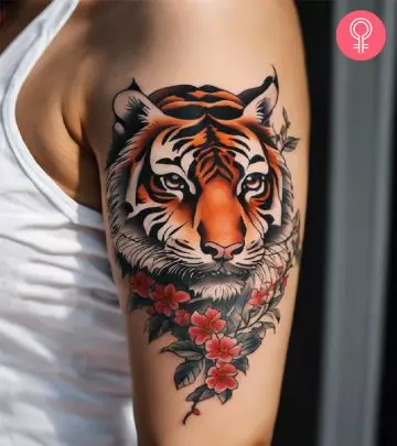 An oriental tattoo on the upper arm