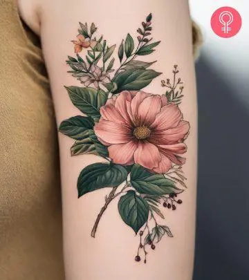 Outdoor tattoo design on the arm of a woman