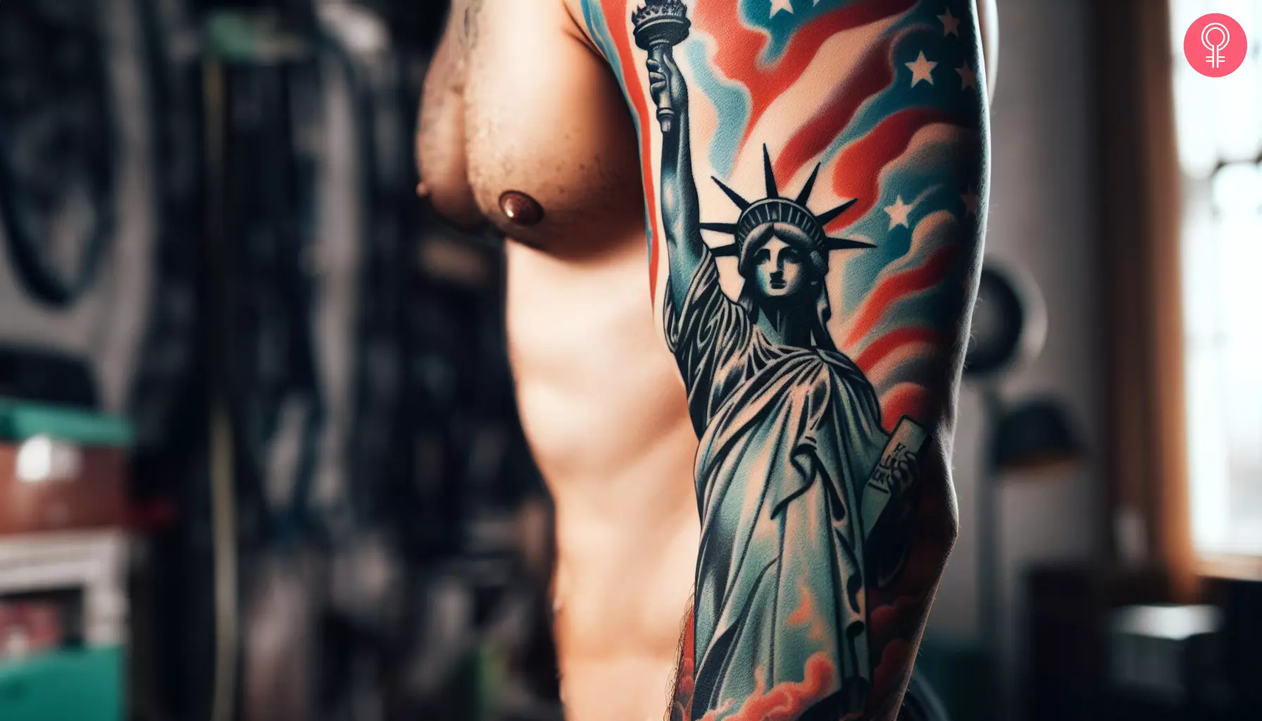A man with a freedom sleeve tattoo