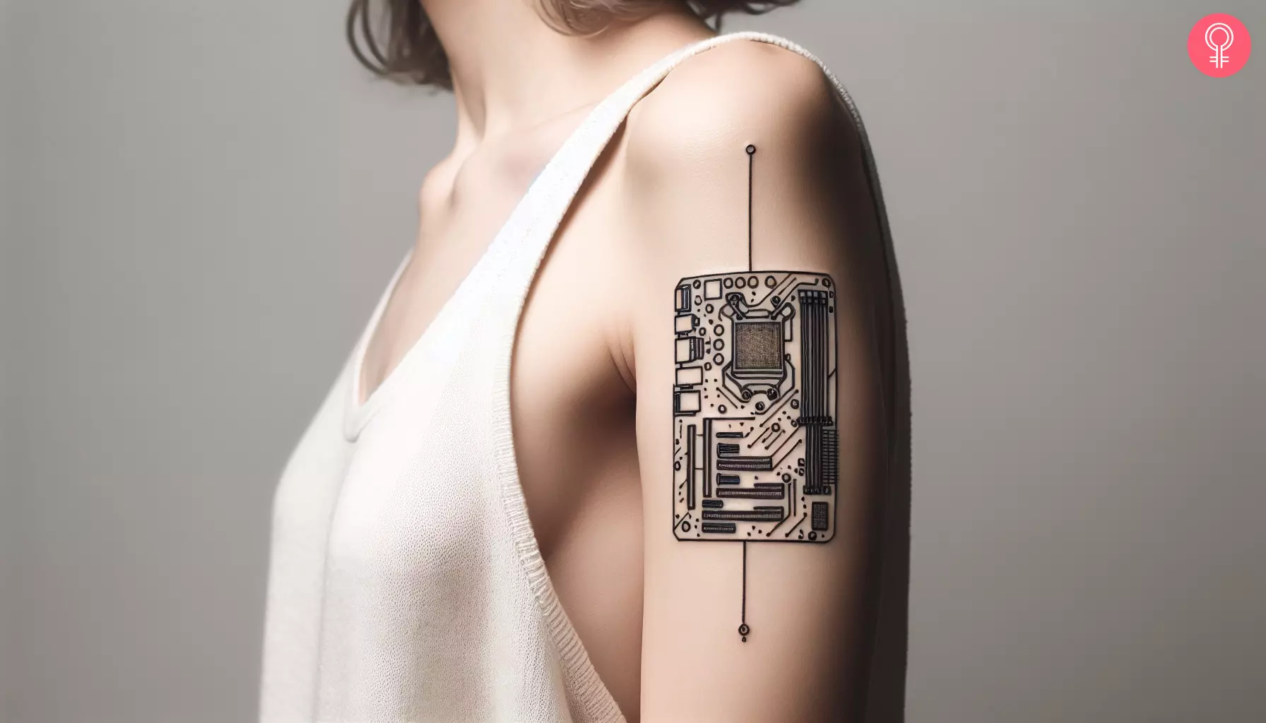 A minimalist motherboard tattoo on the hand