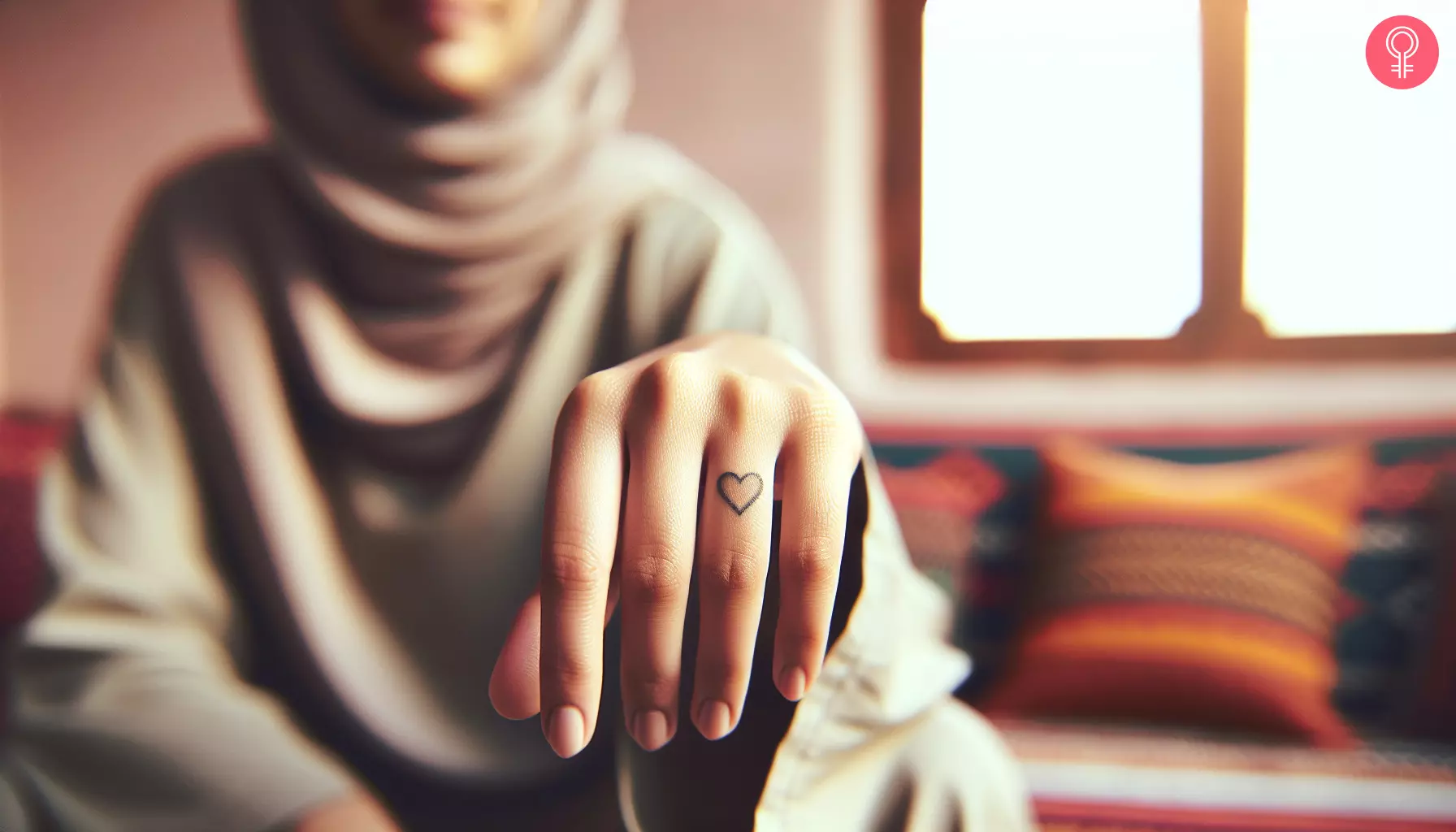 A small heart inked on the ring finger