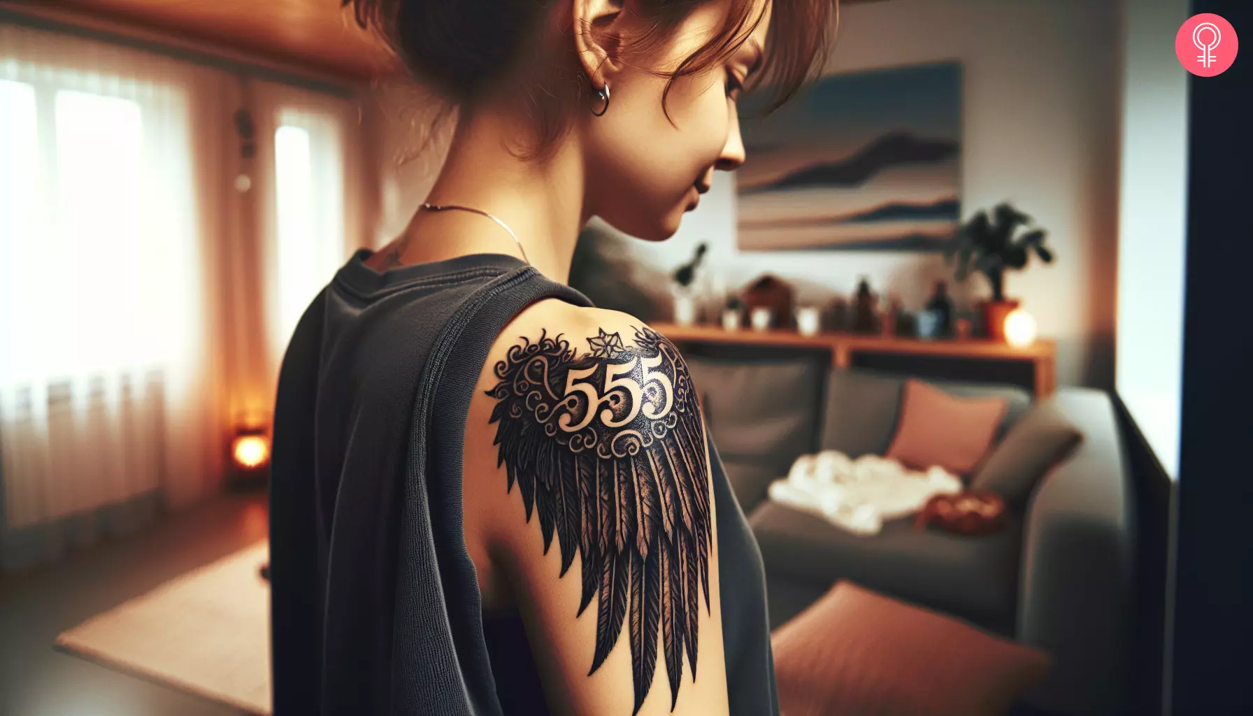 A woman with 555 tattoo on her upper arm