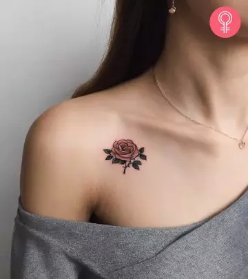 A woman with a wine glass tattoo inked on her chest