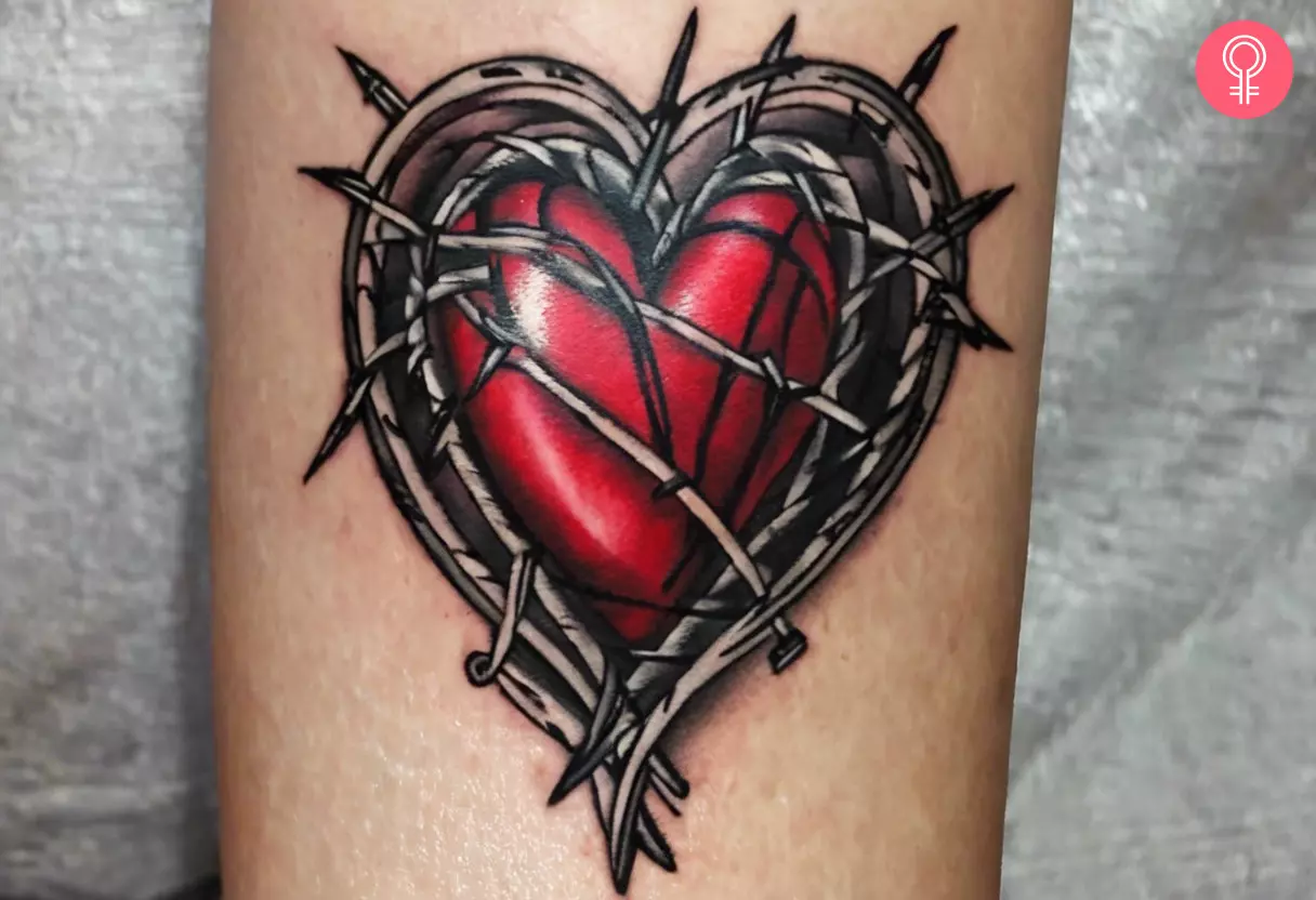 A woman with an unrequited love tattoo on the forearm