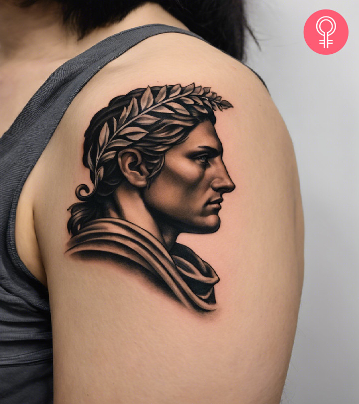 Achilles tattoo on the upper arm