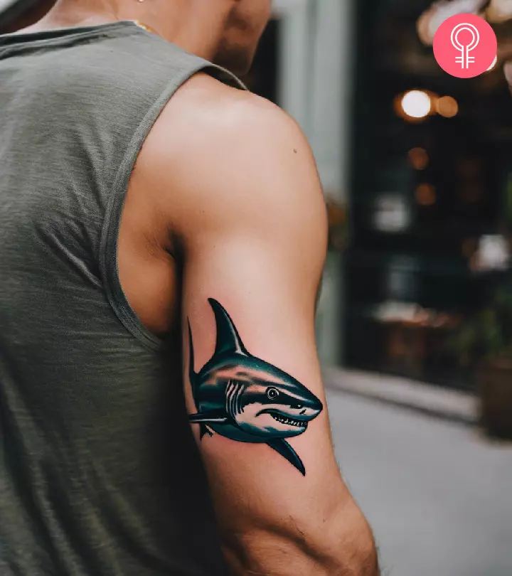 Aesthetic shark tattoo on the arm