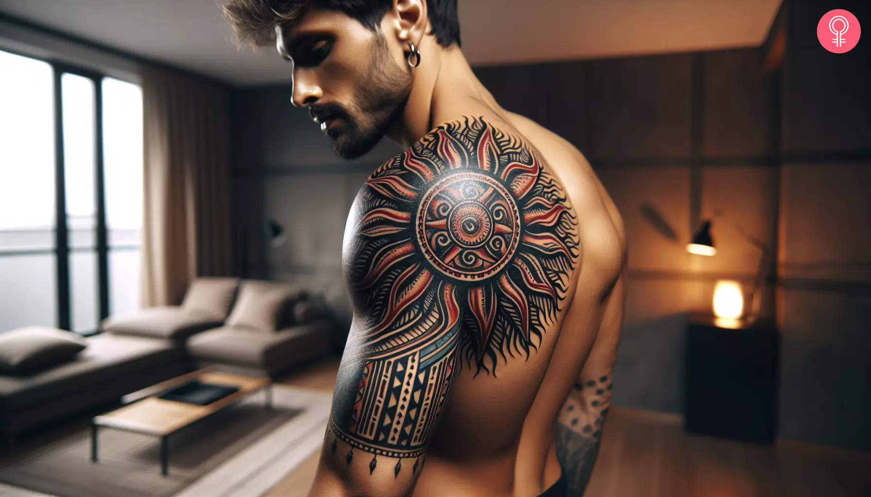 A tribal back of arm tattoo for males