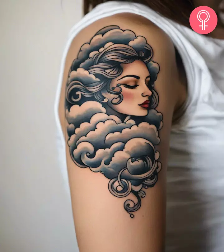 Cloud tattoo on the arm