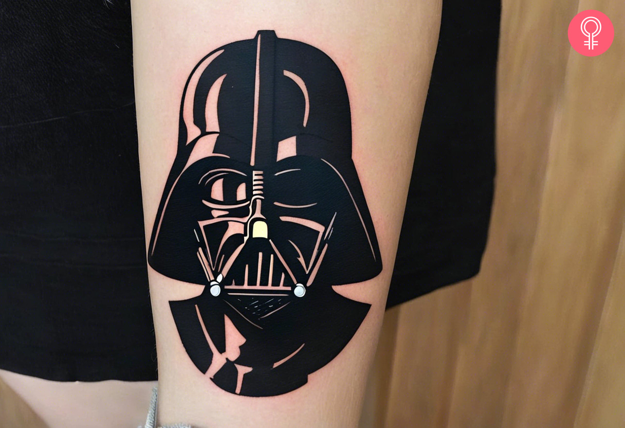  Darth vader silhouette tattoo on the forearm