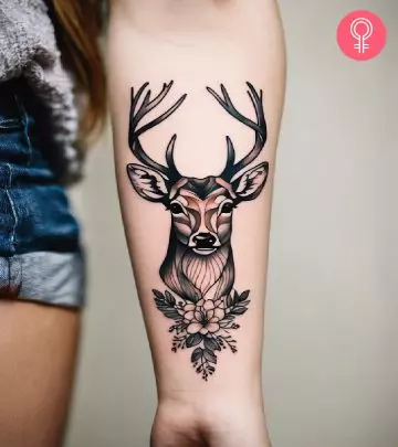 Deer Antler Tattoo on a woman