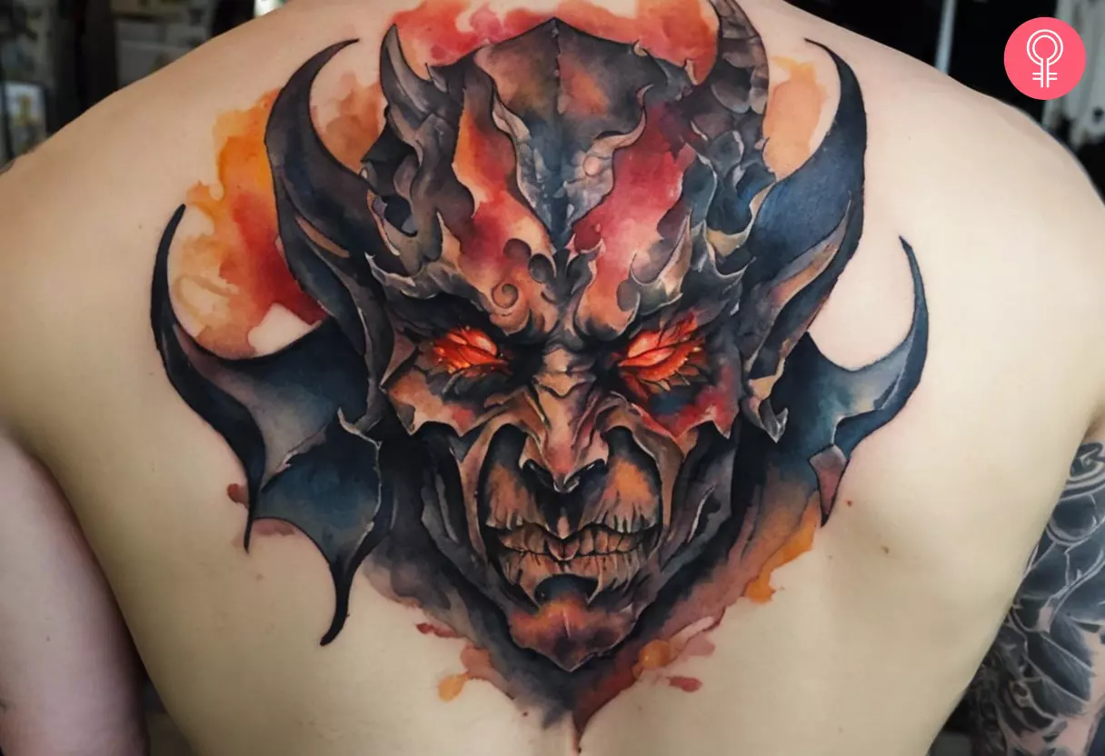 Demon tattoo on the back