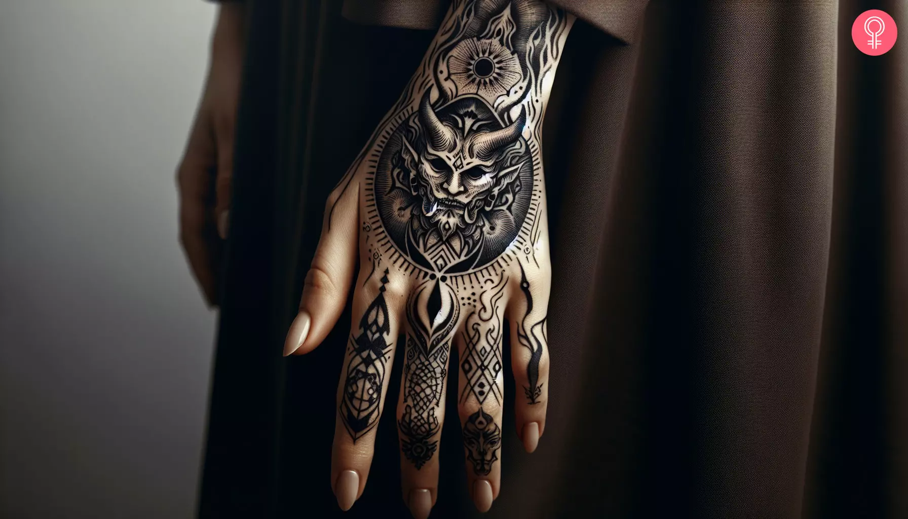 Demon tattoo on the hand