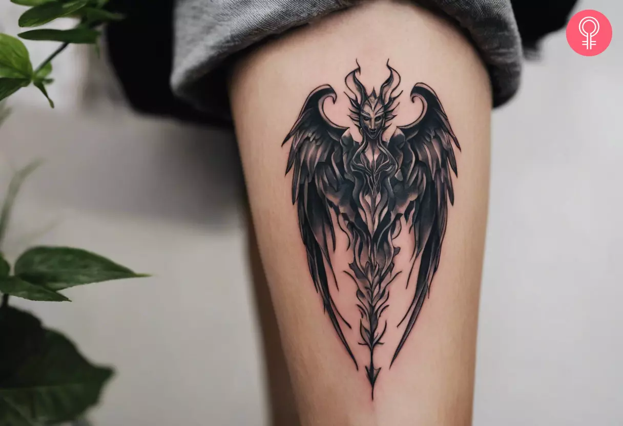 Demon wings tattoo on the forearm