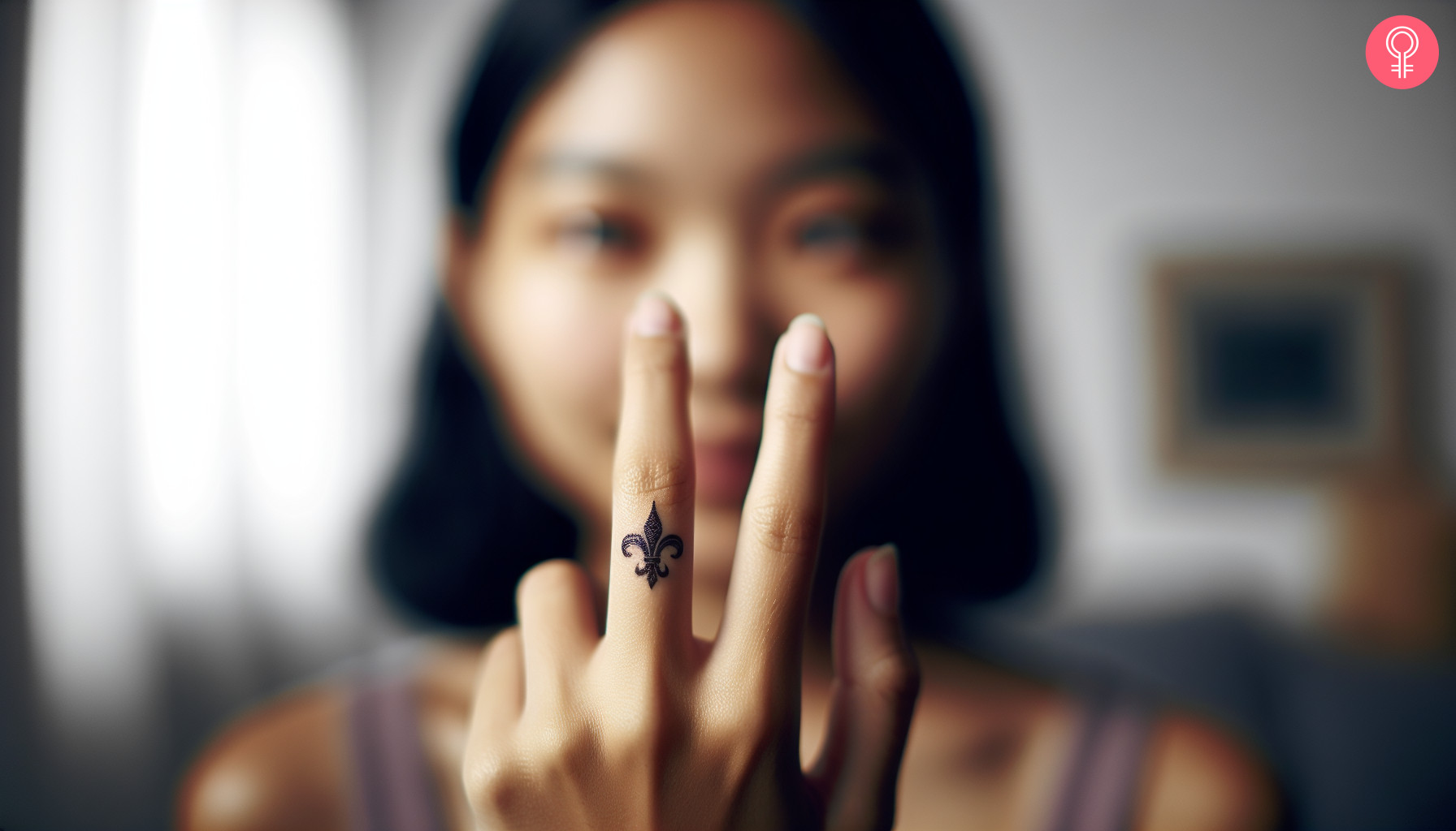 A fleur de lis finger tattoo