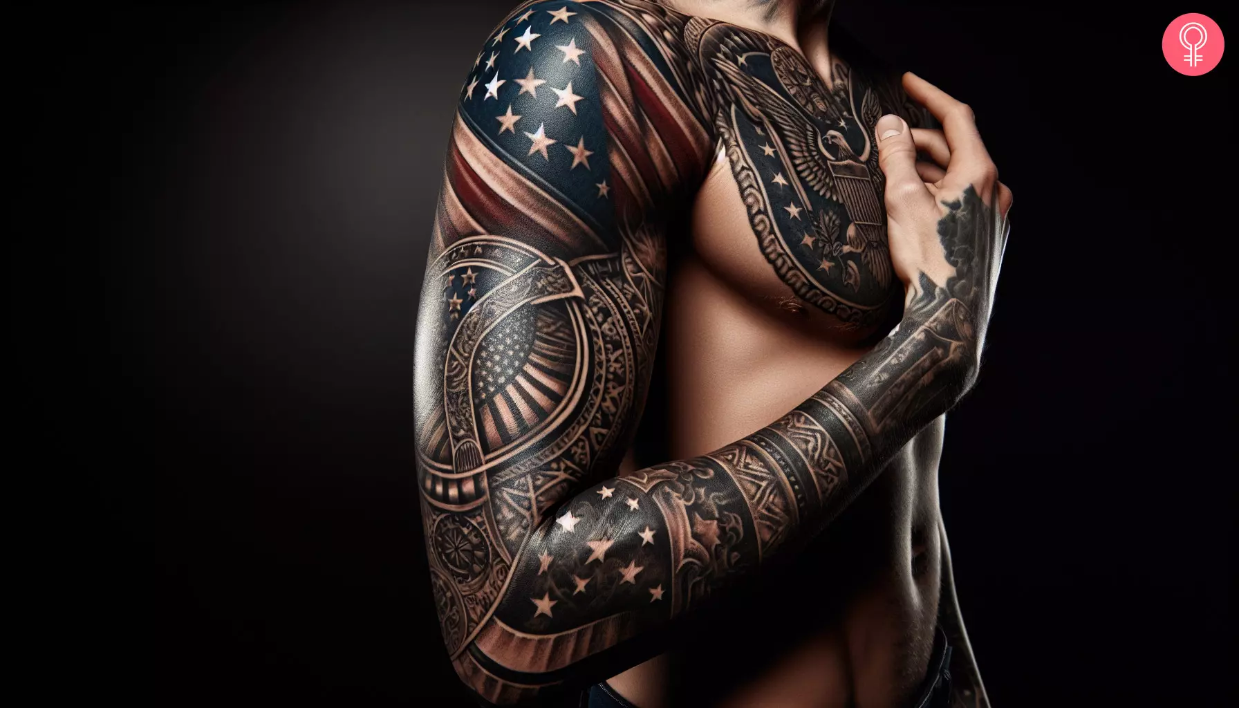 Aesthetic full sleeve patriotic tattoo