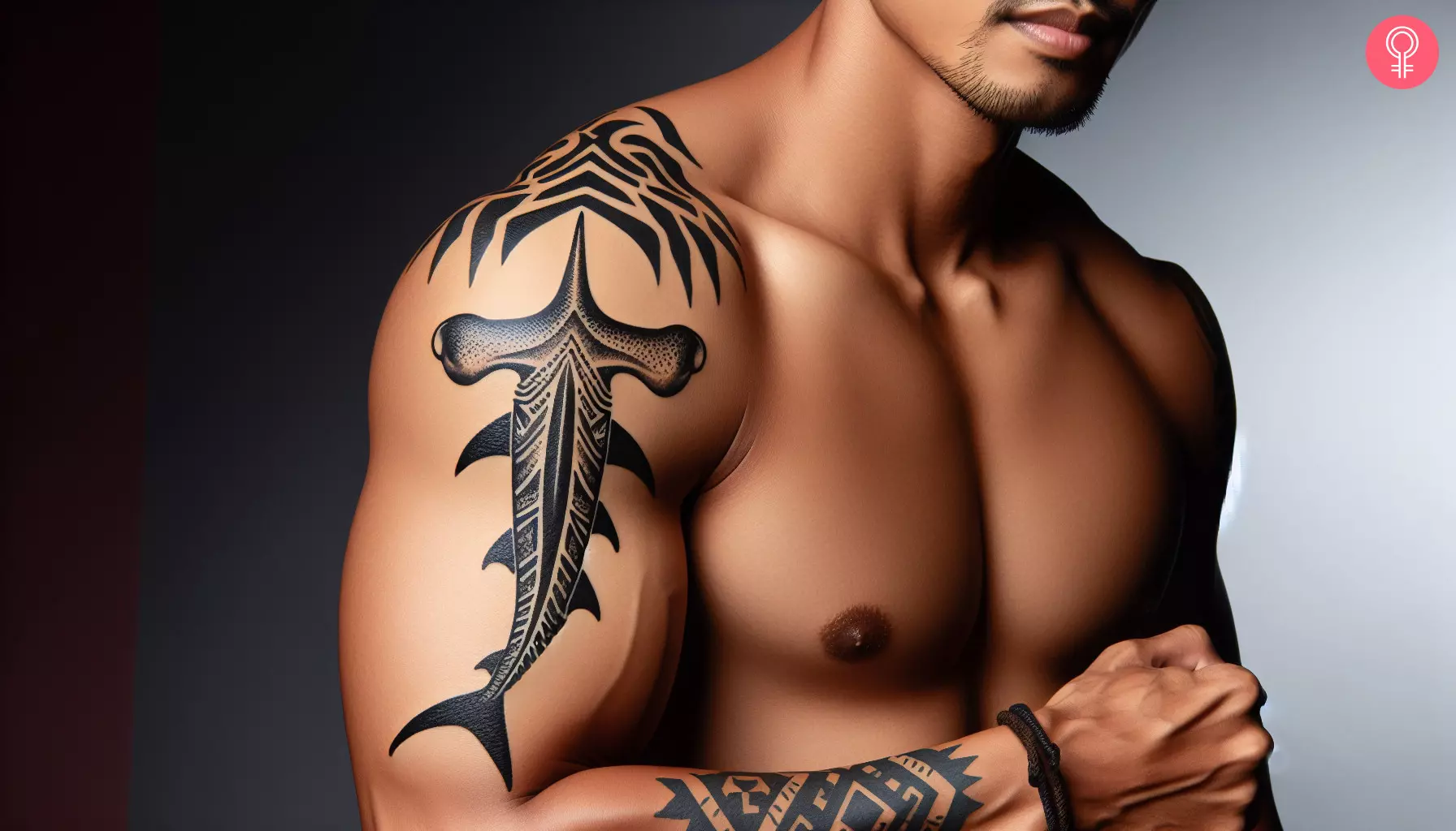 Hammerhead shark tattoo on the arm 