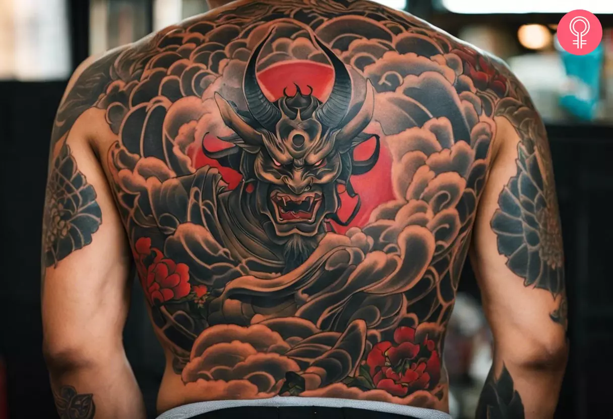 Japanese demon tattoo on the back