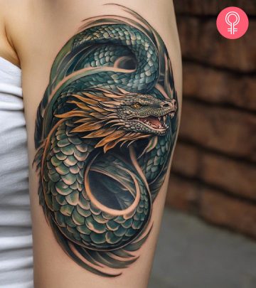 A balance tattoo on a woman’s arm