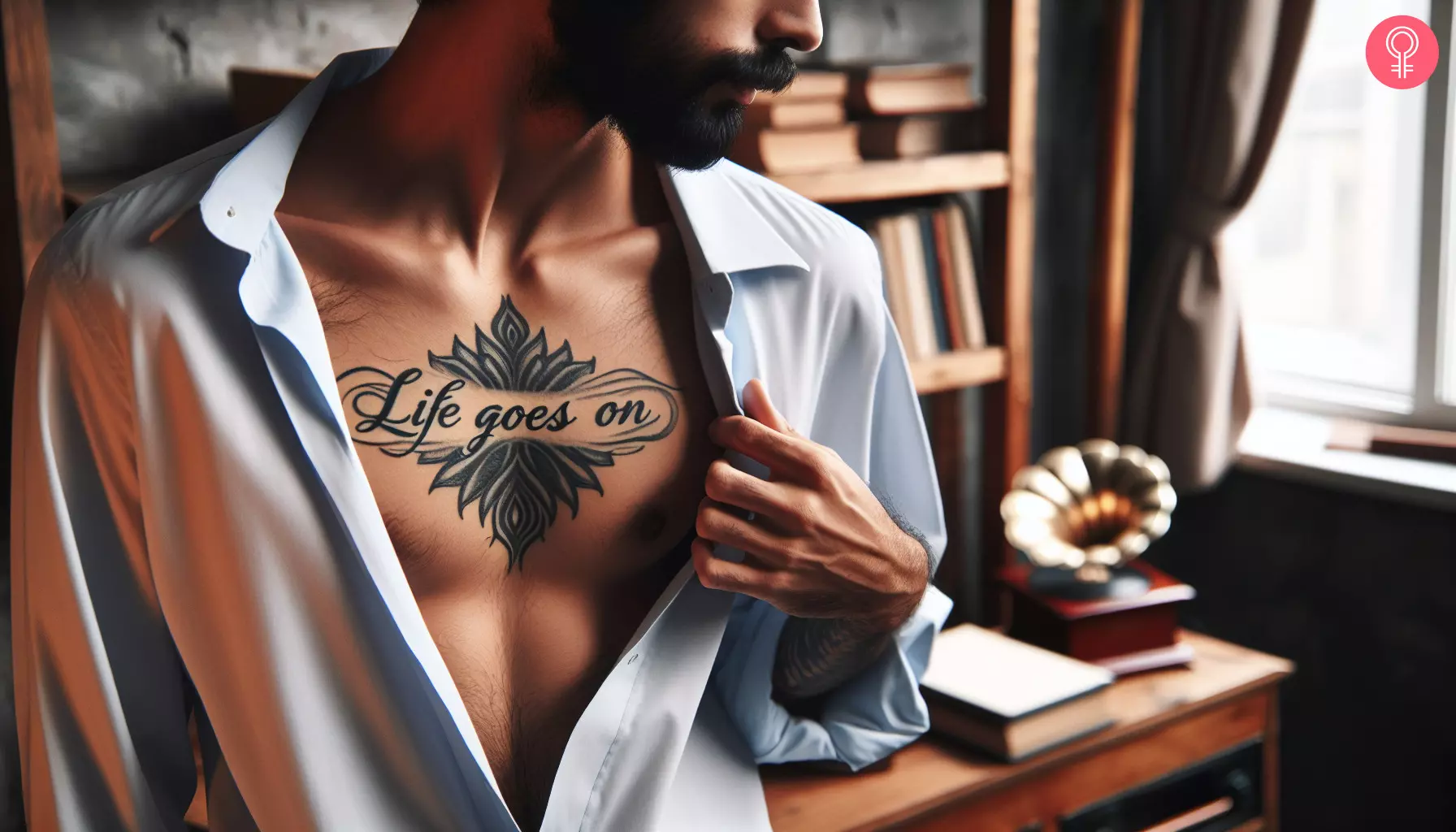 Life goes on tattoo on chest