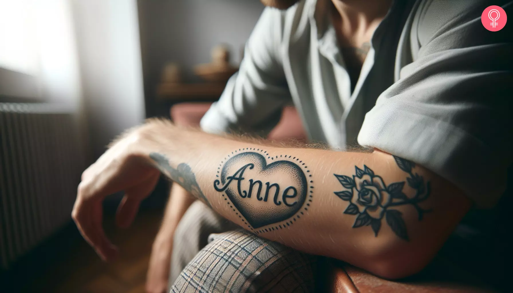 Love name tattoo on the forearm
