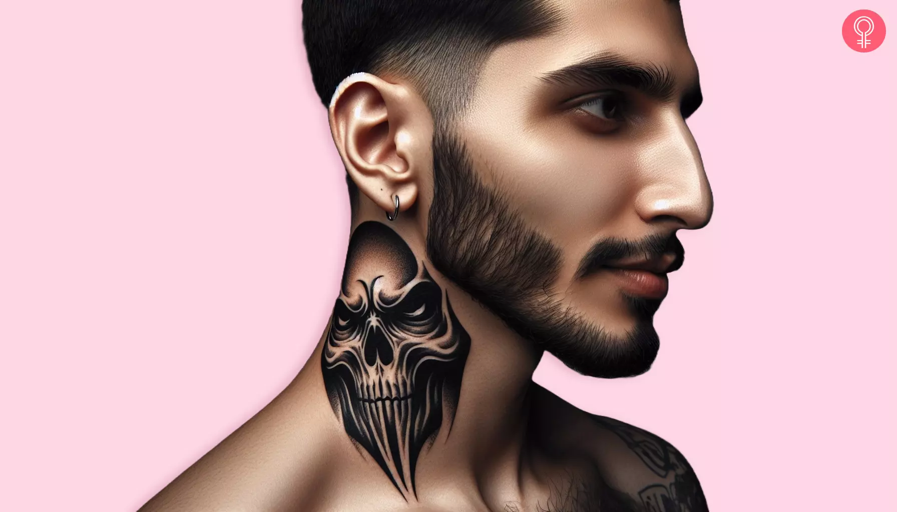 Man with evil skull tattoo