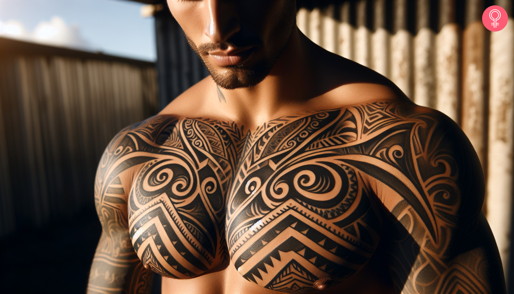 Maori chest tattoo on a man