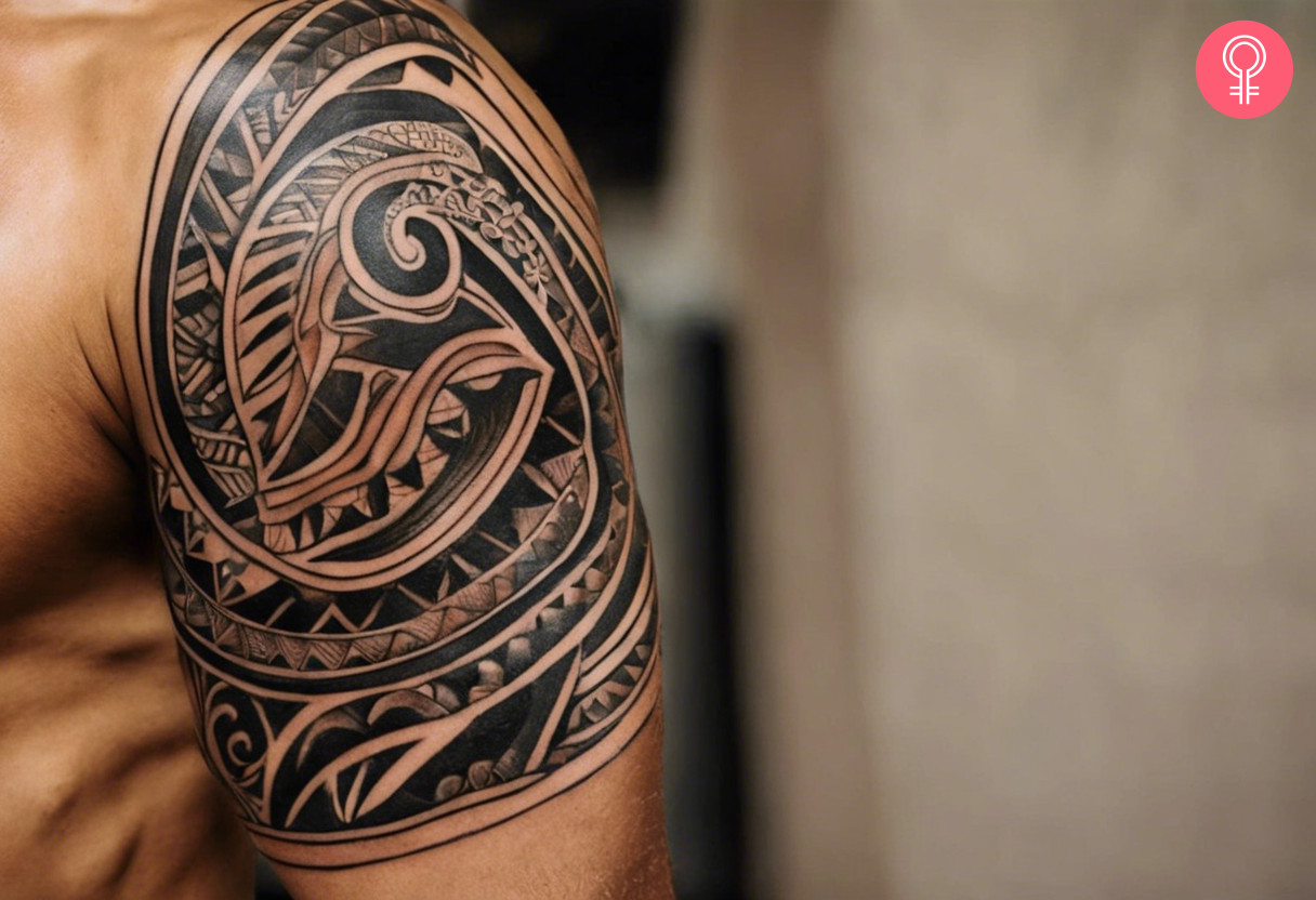 Maori tattoo on the shoulder of a man