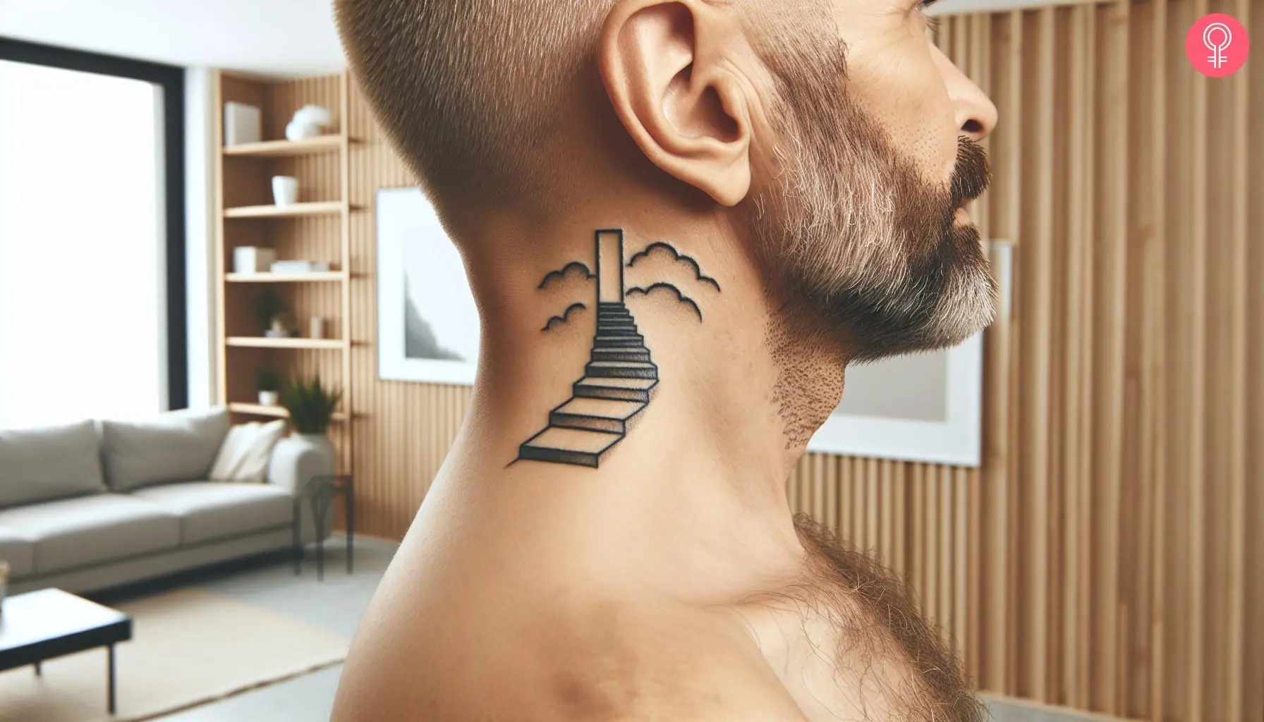 A ‘Stairway To Heaven’ tattoo on the neck