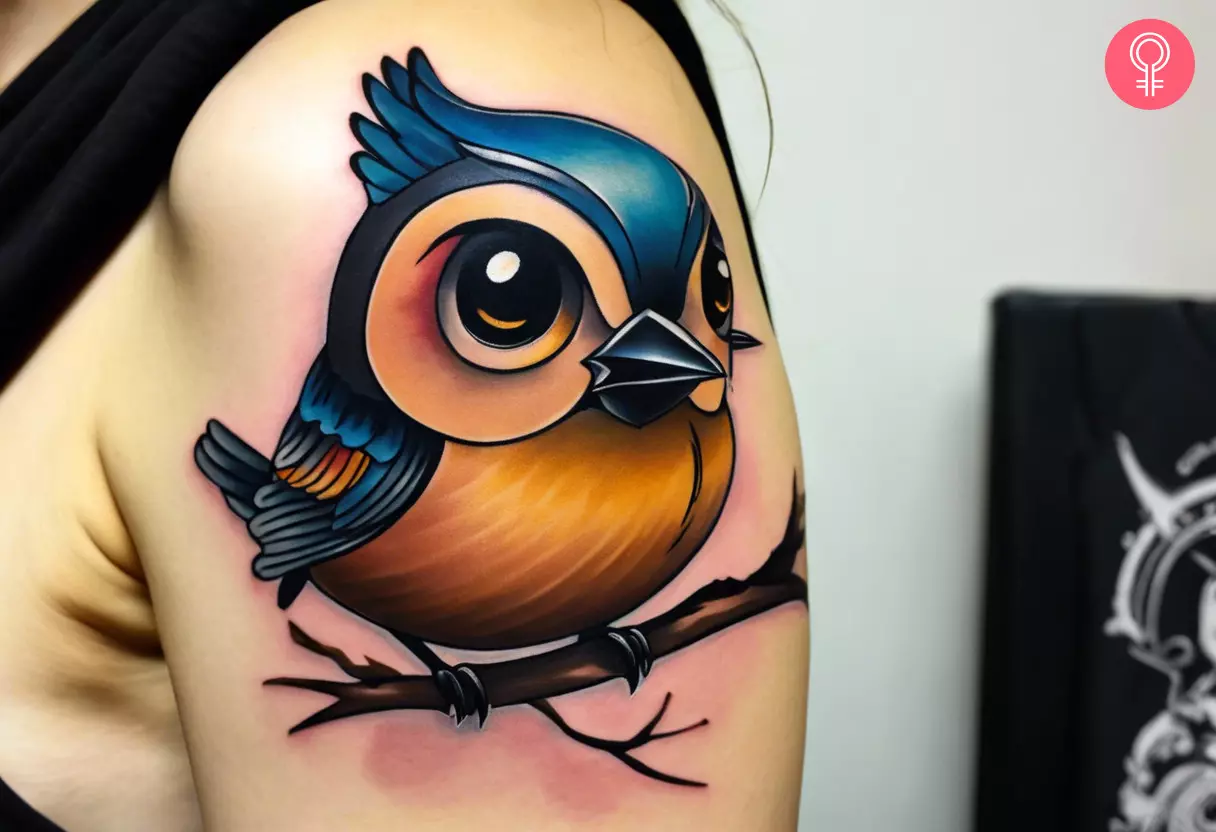 New school bird tattoo