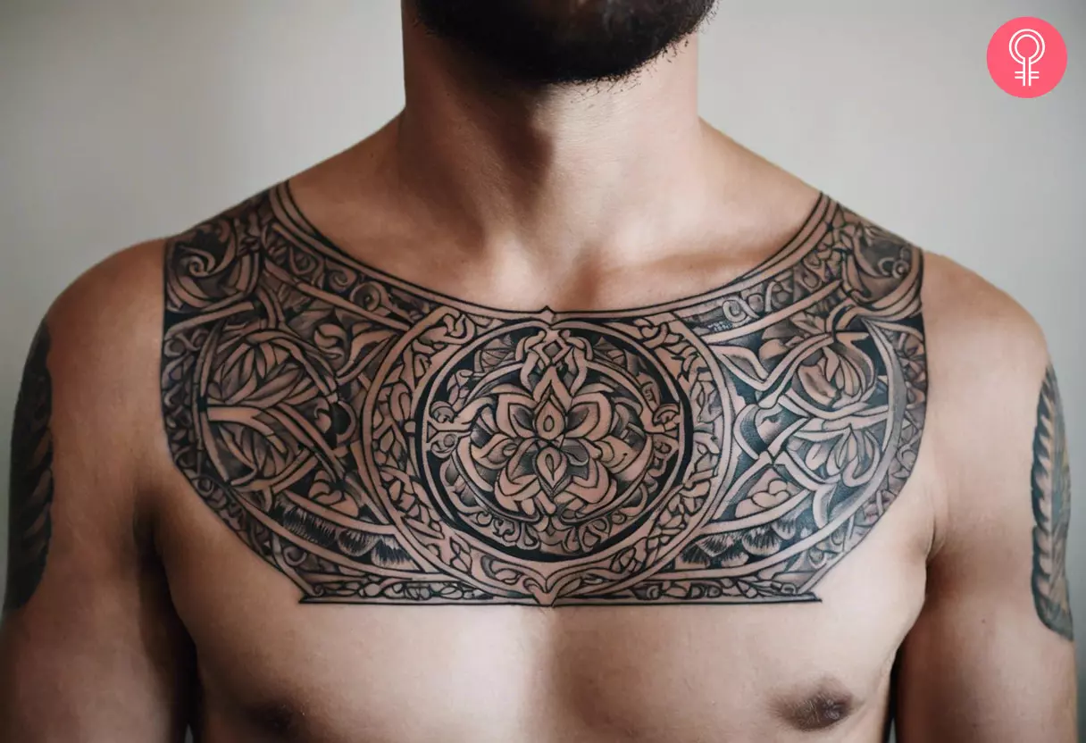 Ornamental tattoo on the chest