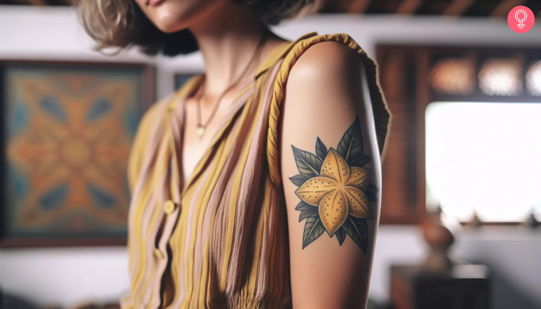 Paopu fruit tattoo on the upper arm
